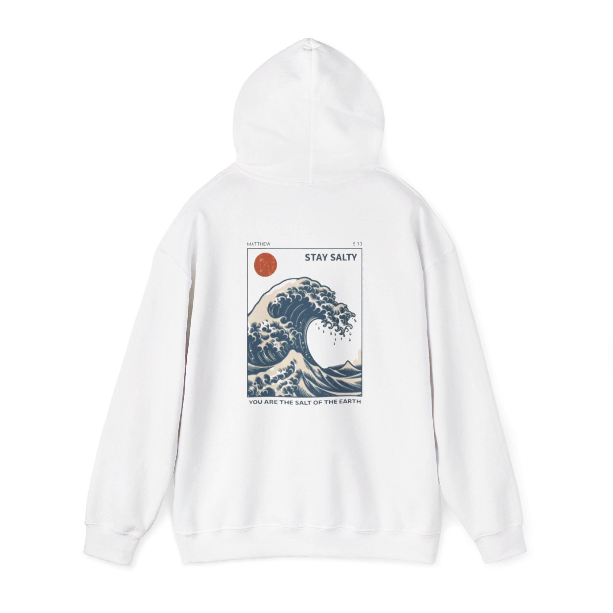 Stay Salty Hoodie – "Matthew 5:13" Wave Graphic Christian Pullover