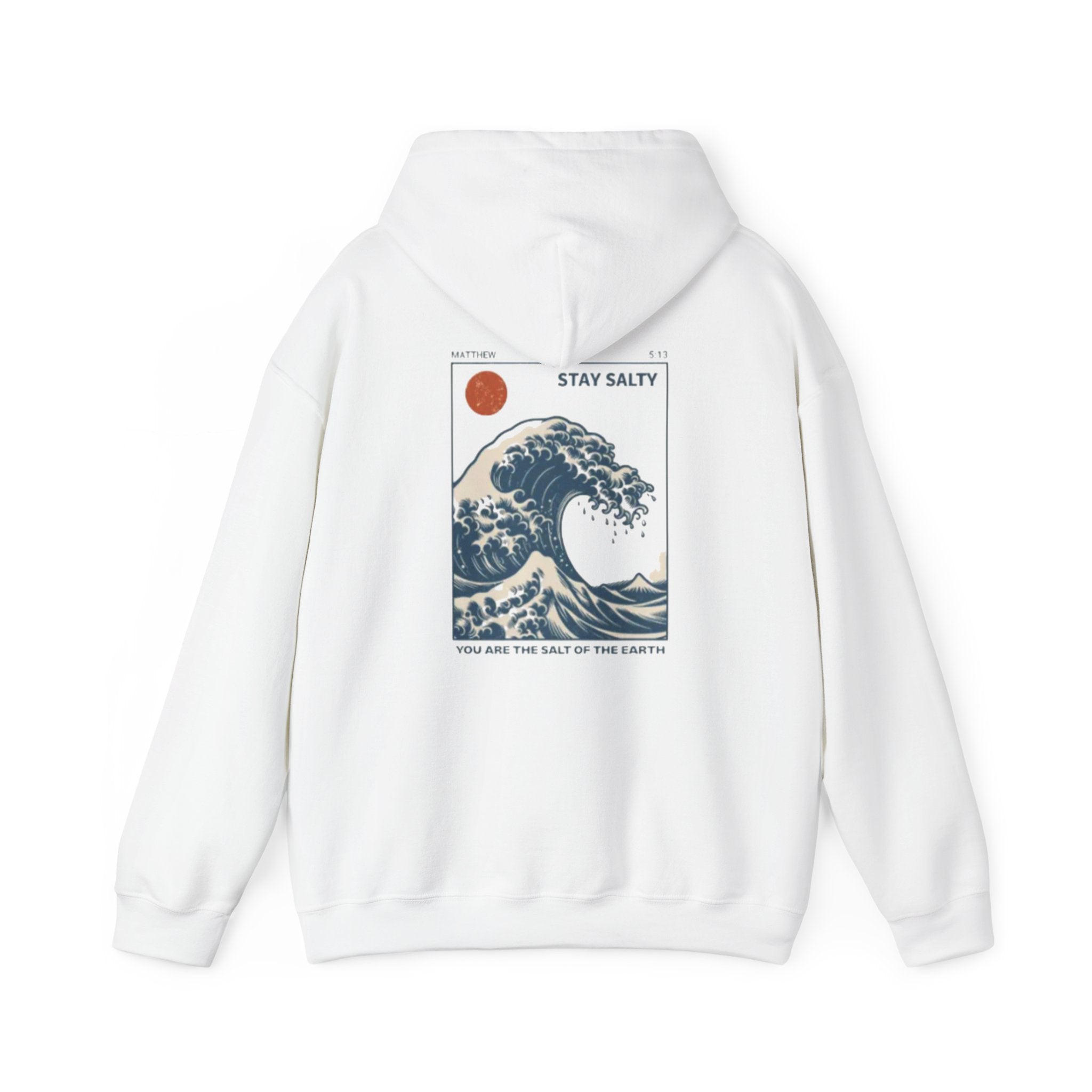 Stay Salty Hoodie – "Matthew 5:13" Wave Graphic Christian Pullover