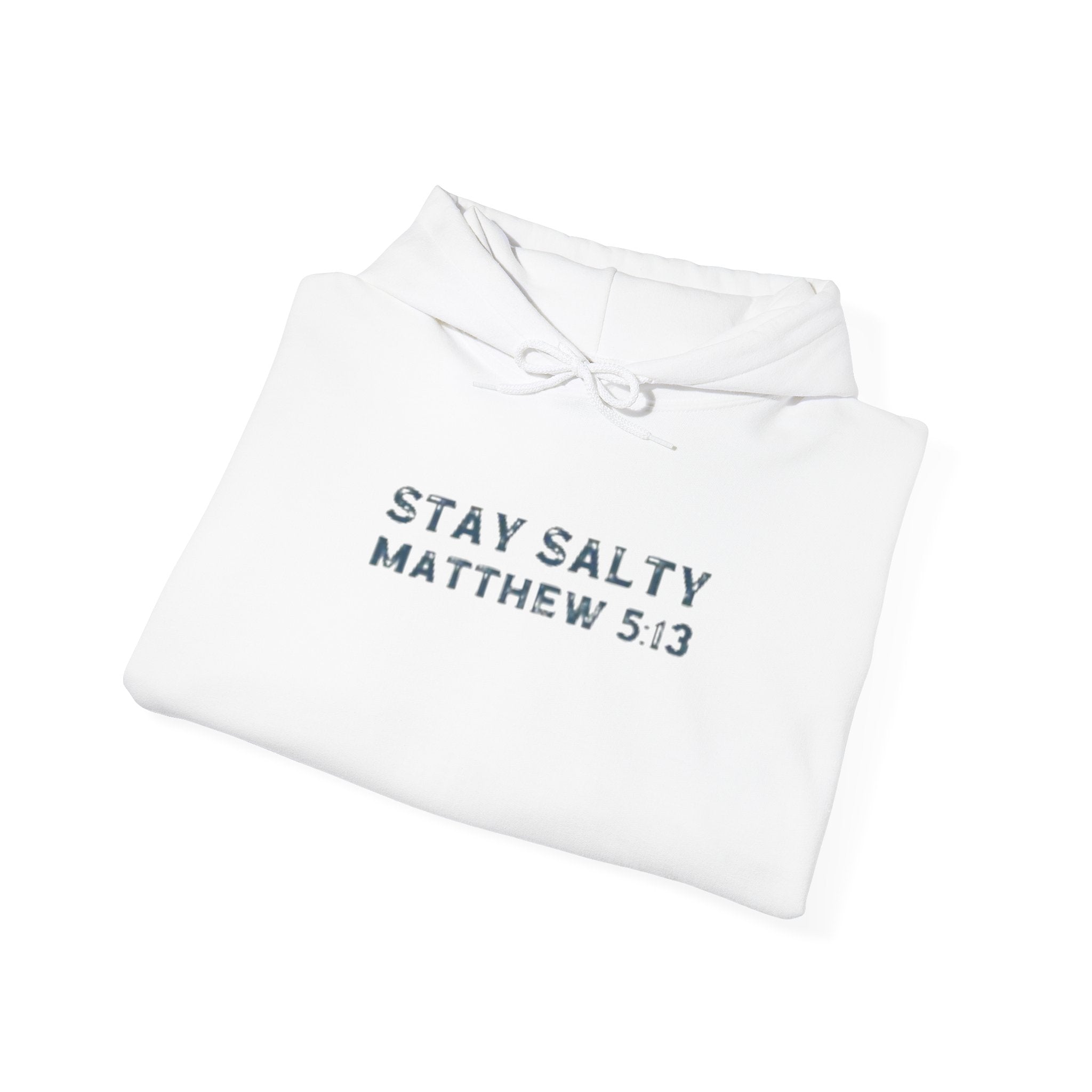 Stay Salty Hoodie – "Matthew 5:13" Wave Graphic Christian Pullover