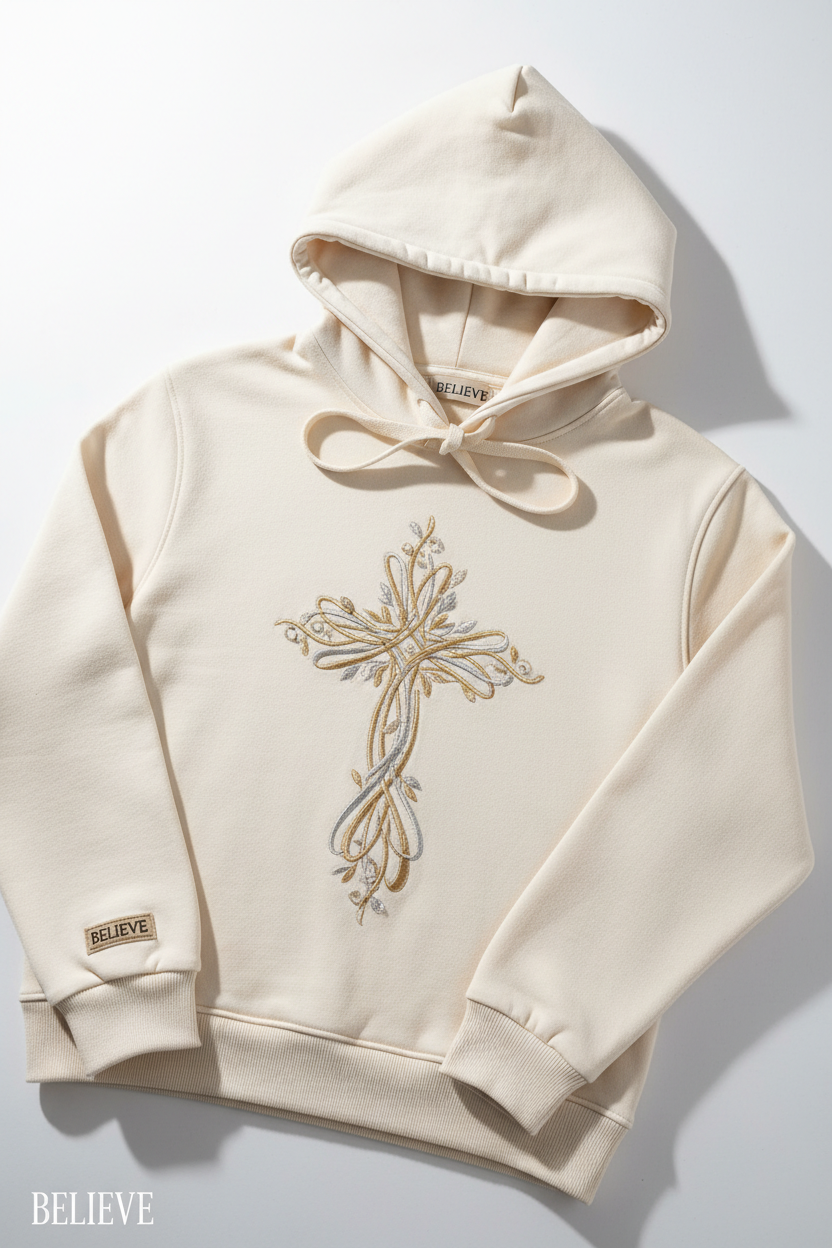 Faith-inspired hoodie product shot